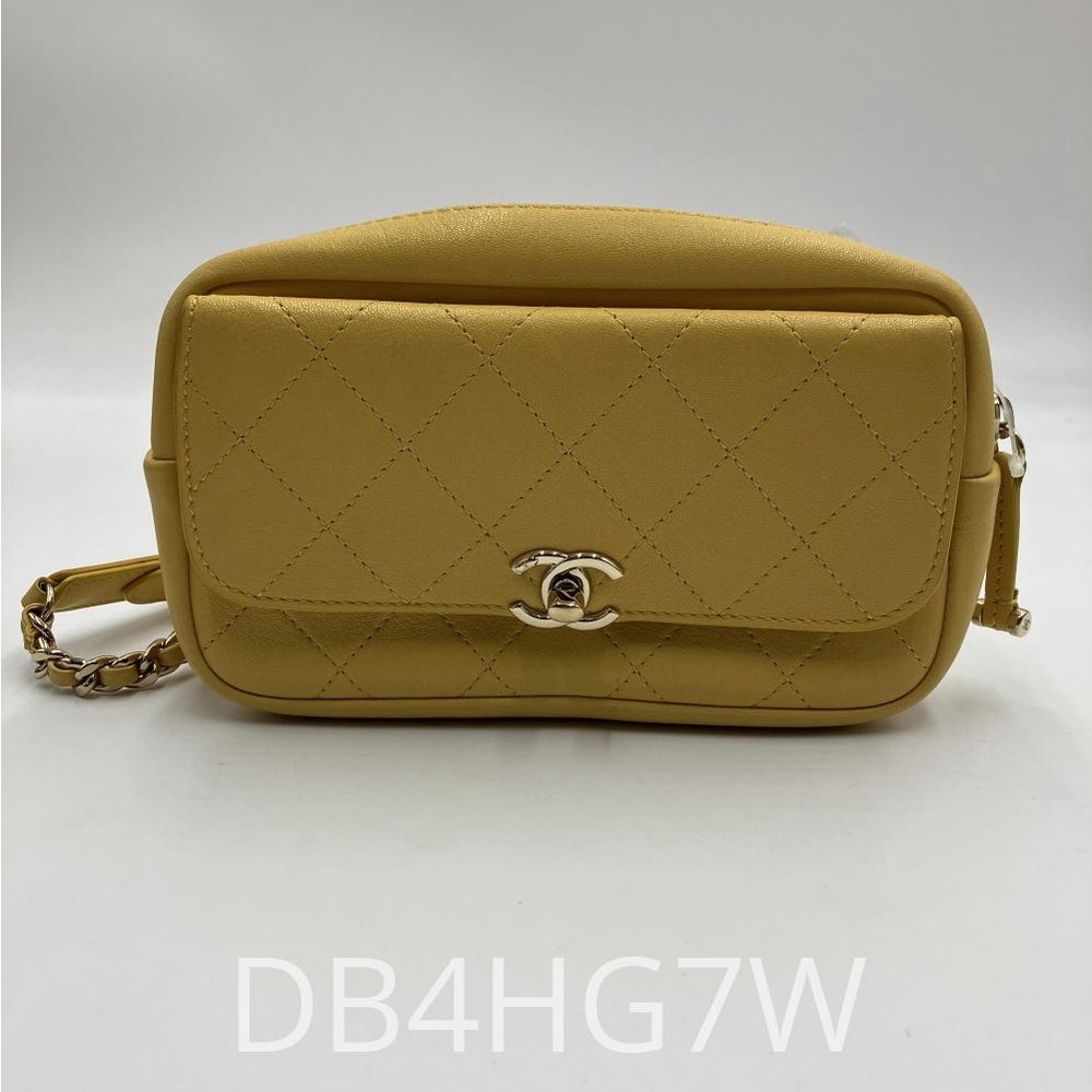 Chanel Calfskin Belt Bag, Yellow with COA